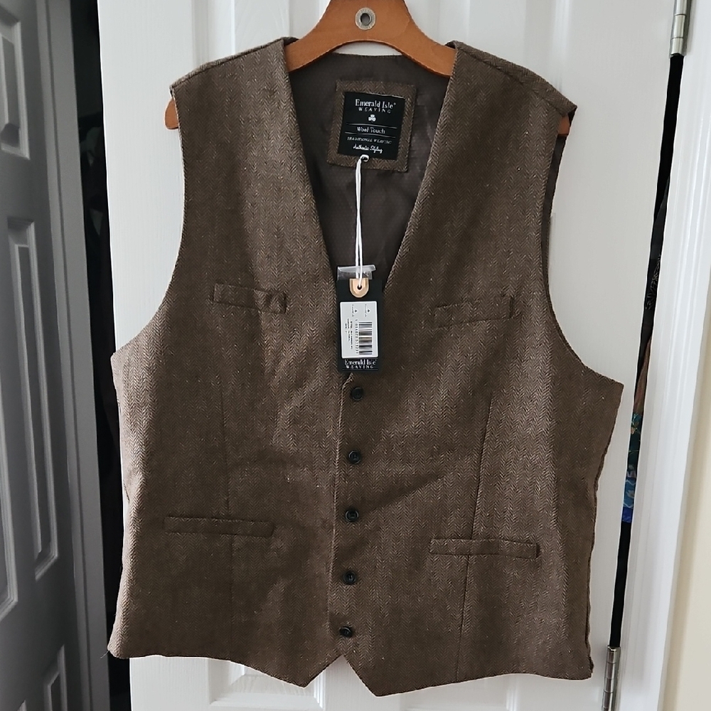 Emerald Isle Brown Wool Vest